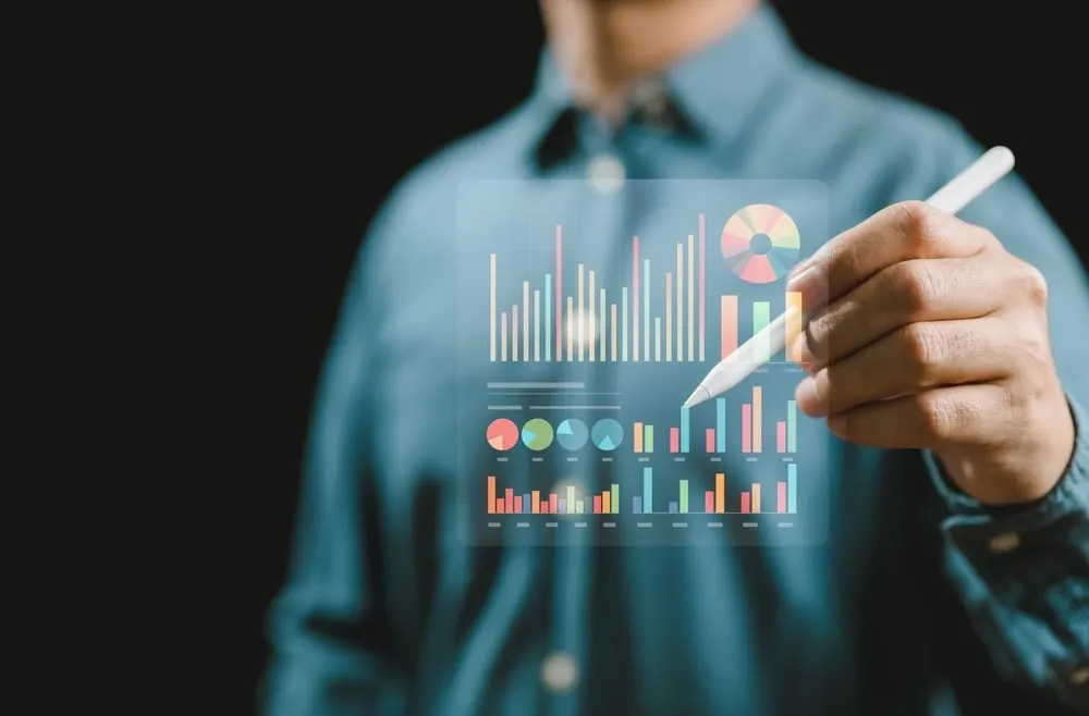 man looking at metrics